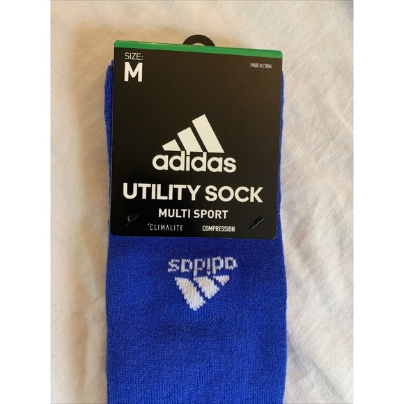 New with tags Adidas Mens Utility Sock Multi Sport Size Medium Blue NWT soccer - Picture 2 of 5